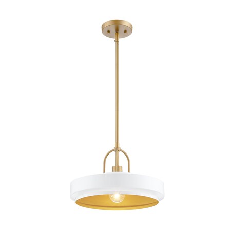 Designers Fountain Odea 60 Watt 1 Light Gold Pendant with Matte White Metal Shade D295M-14P-MW